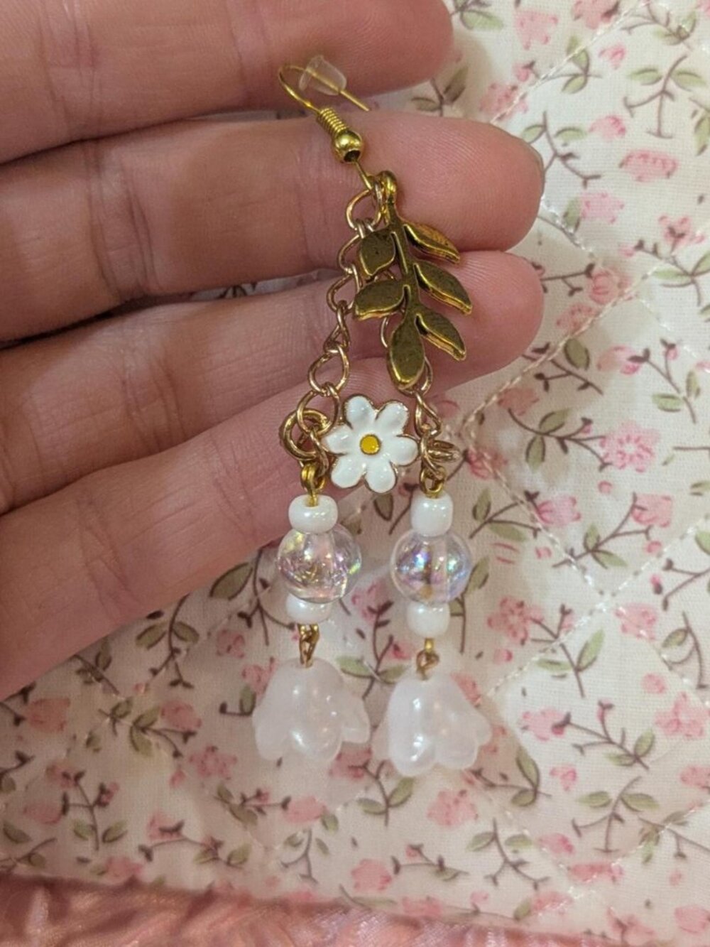 handmade pink floral earrings